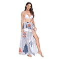 thumbnail image 2 of FORMRS Womens Long Sarong Beach Wrap Semi-Sheer Bikini Skirt Bathing Swimsuit Cover Up, Gray Cartoon Houses, 2 of 7
