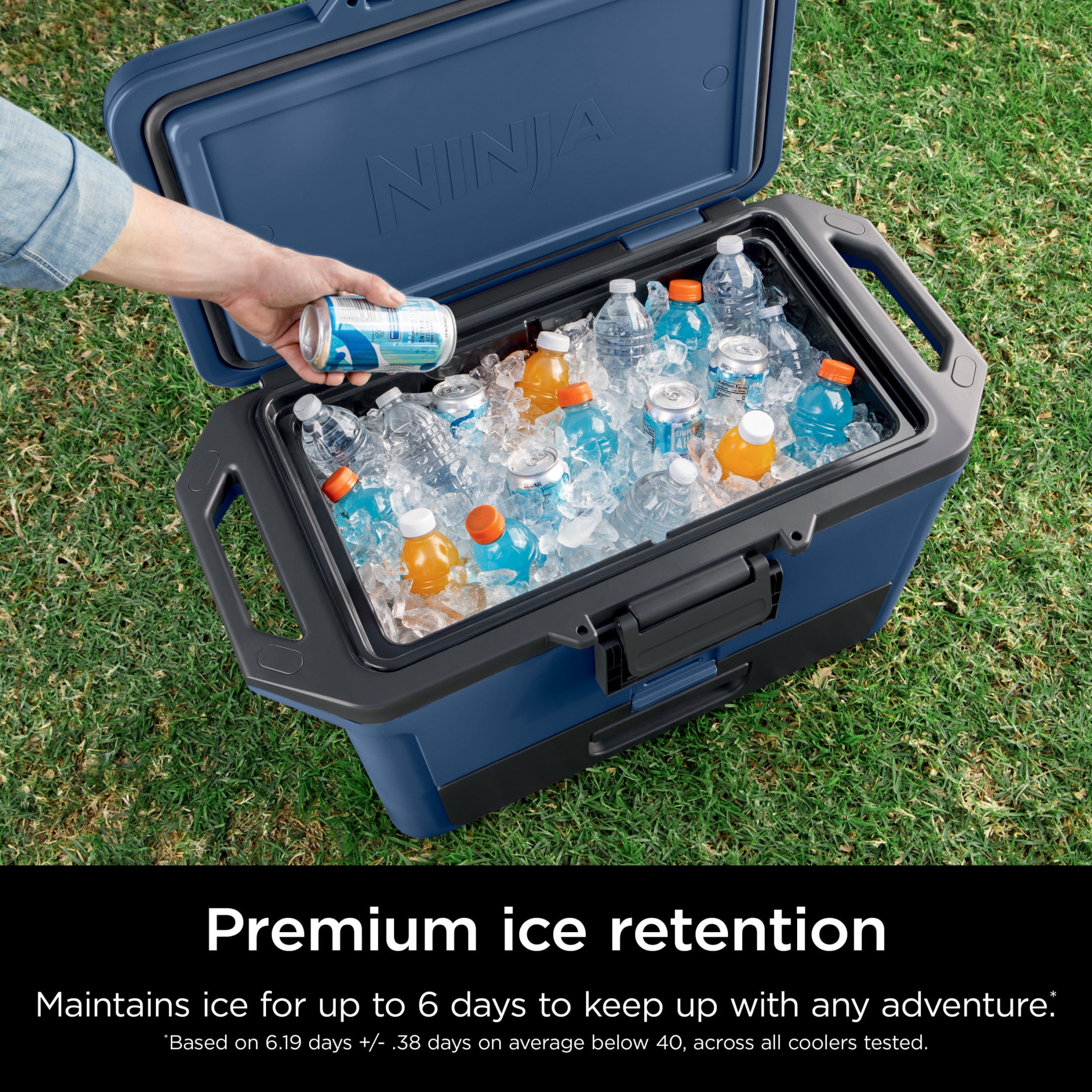 Ninja FrostVault 50-Qt Hard Cooler with Cold Dry Zone, Integrated Fridge-Temp Dry Storage Drawer, Premium Heavy-Duty Insulated Cooler, Keeps Ice for Days, FB151BL Lakeshore Blue