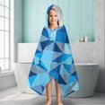 thumbnail image 6 of Blue Geometric Pattern Hooded Bath Towel，60"x35" for Ages 3 To 12 Kids, Quick Dry Lightweight Soft Microfiber Hood Beach Towel Cover Up for Kids, 6 of 7