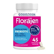 Florajen Complete Probiotic, Prebiotic, & Postbiotic, Women & Men's Daily Immune Support & Digestive Supplement for Constipation and Bloating Relief, 45 Capsules