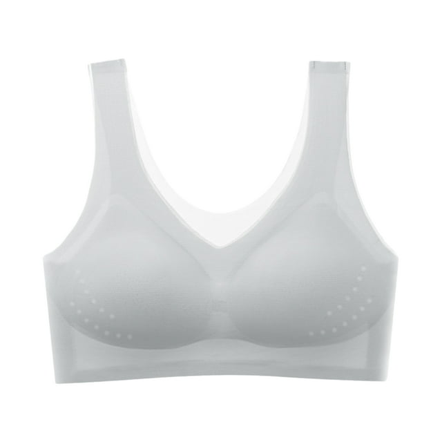 Qarigey Soporte cómodo para mujer, sujetador deportivo superfino de verano para mujer, sujetador fino de seda de hielo sin costuras para todos Ropa interior Gris 5XL
