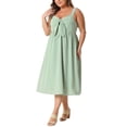 thumbnail image 4 of Agnes Orinda Women's Plus Size Valentines Day Cami Dress Clothing Flowy Midi Spring Summer Dresses with Cute Bow 2X Green, 4 of 6