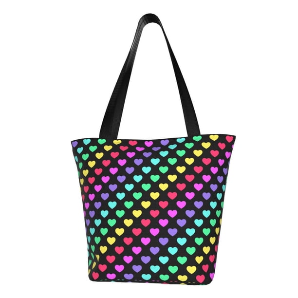 Easygdp Rainbow Hearts Bolso de Hombro para Mujer, Bolso Bandolera y Cartera de Mano Elegante para Uso Diario