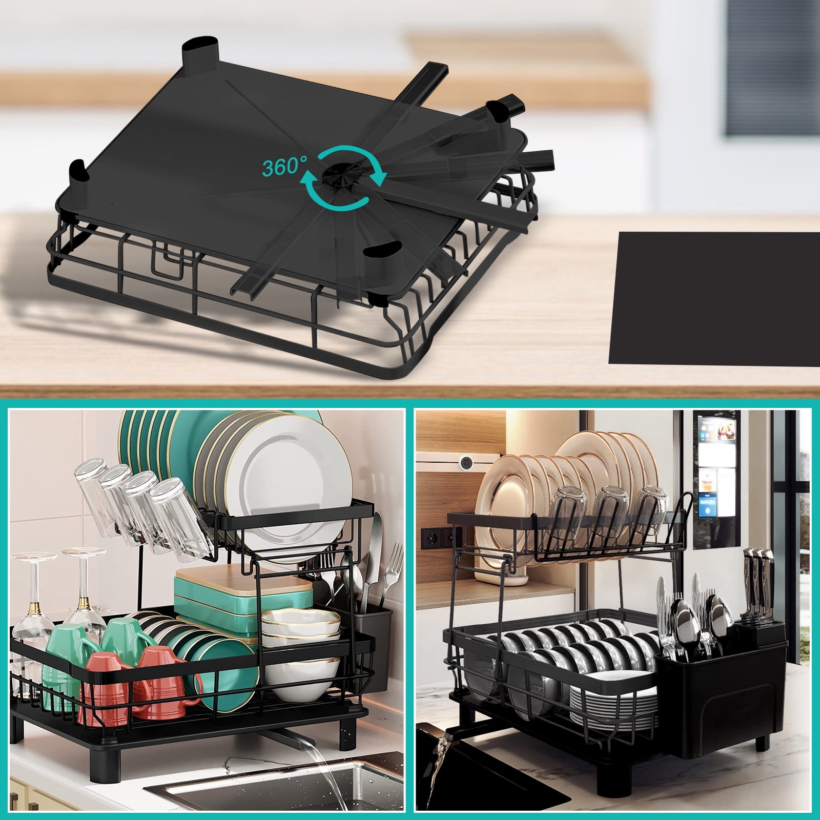 Dish Drying Rack, Dish Rack，Dish Drainers，Kitchen Accessories，Dish Racks with Drain Board，Large Dish Drying Rack，Dish Rack Over The Sink，Drying Rack Kitchen