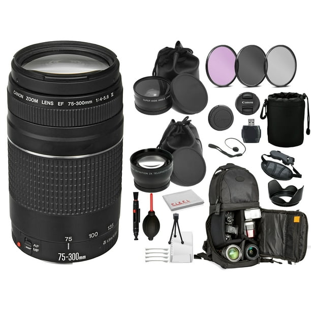 Canon Ef 75 300mm F 4 5 6 Iii Lens 6473a003 With Professional Bundle Package Deal Kit For Canon Eos Includes Dslr Sling Backpack 3pc Filter Kit Wide Angle Telephoto Lens More Walmart Com