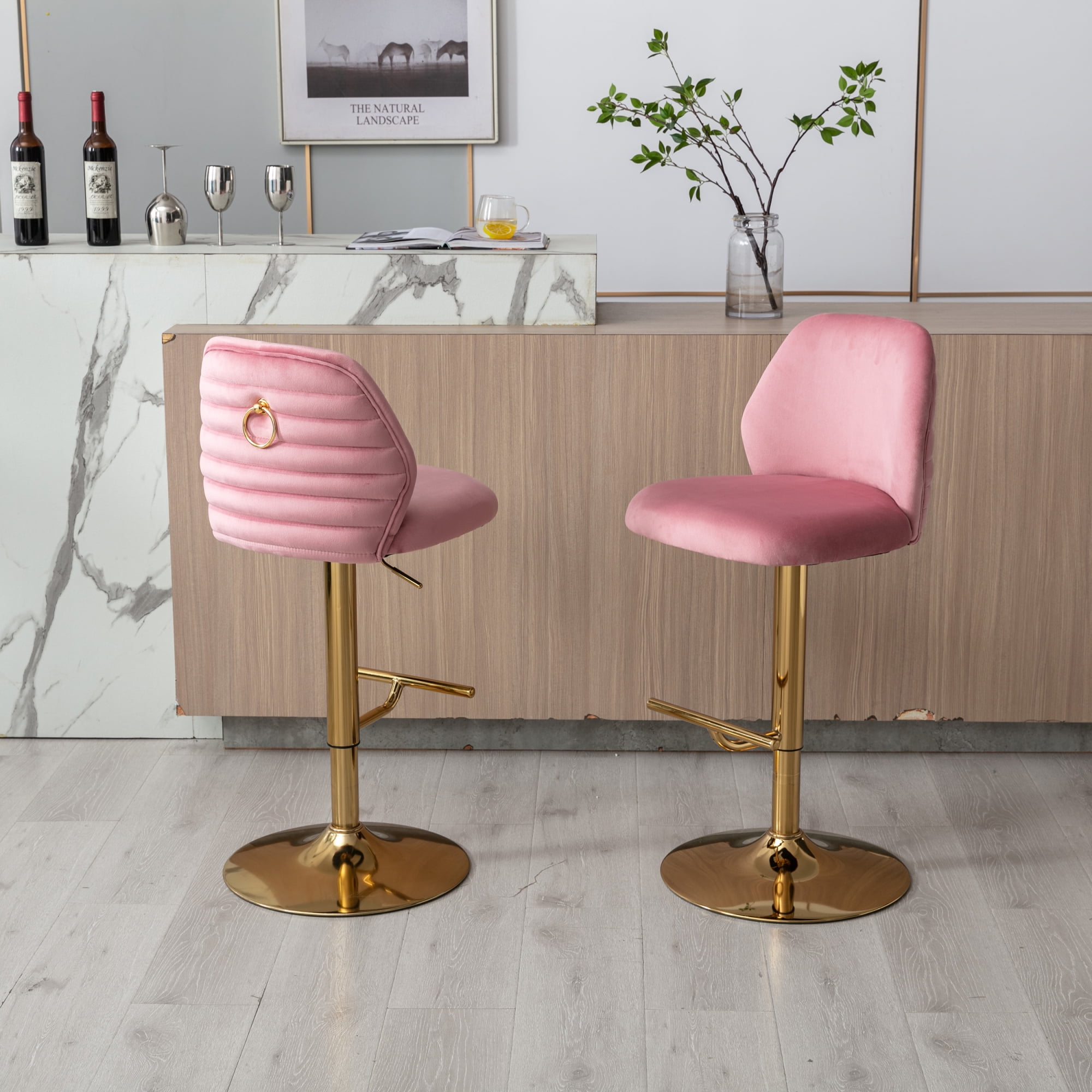 Swivel Bar Stools Chair Set of 2 Modern Adjustable Counter Height Bar ...