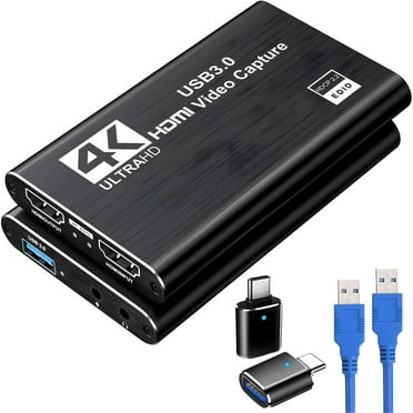 Video Capture Card, Audio Video Capture Card, USB 3.0 Capture Card 4K HDMI Loop-Out, 1080P 60FPS/2K 30FPS Video Game Capture for Streaming Works for PS5/Switch/Camera/PC/OBS