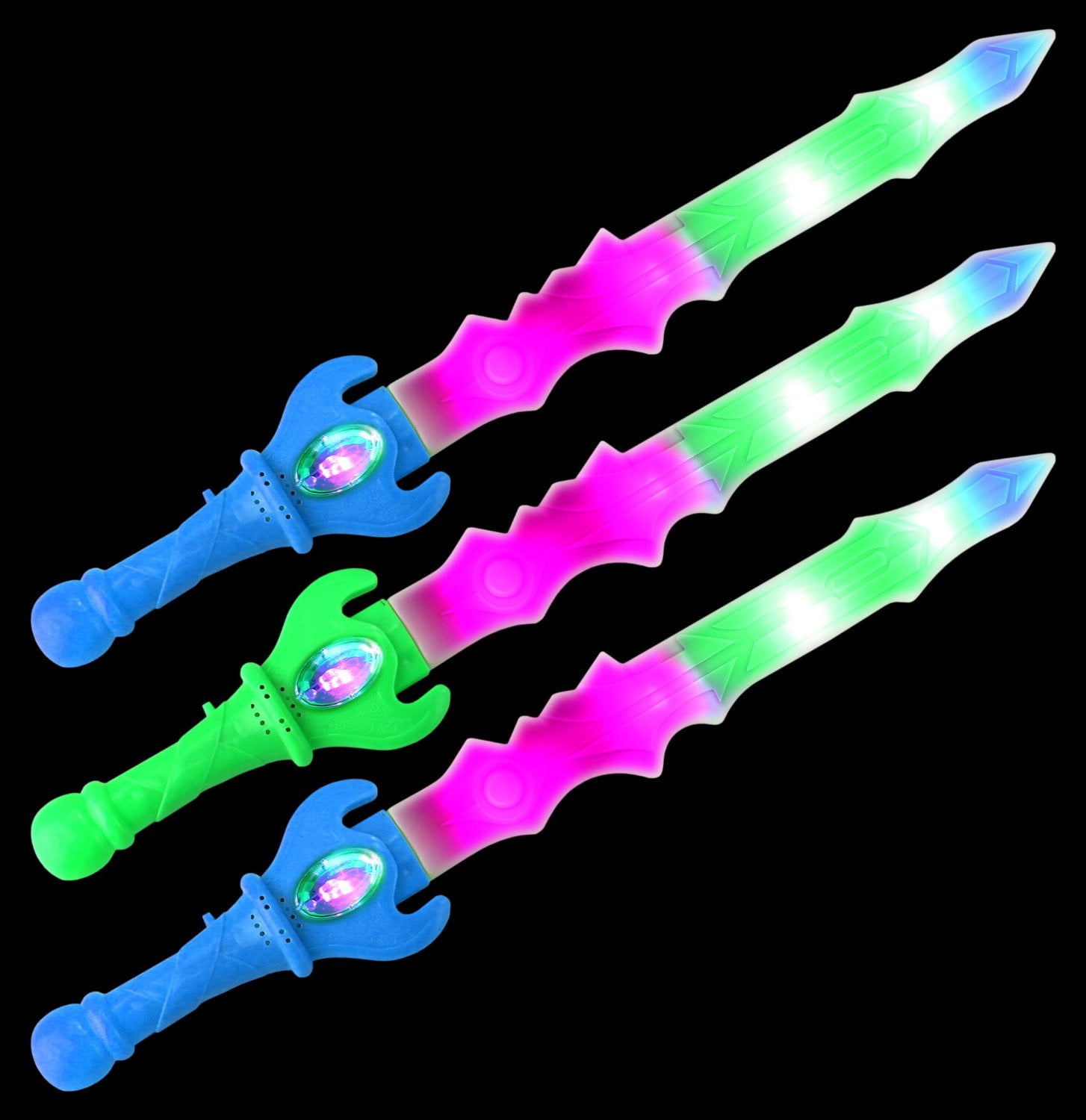 Set of 3 VT Space Dagger Flashing LED Light Up & Sounds Party Favor Toy