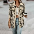 thumbnail image 2 of Tiweut Leisure Jackets for Womens Button Down Long Sleeve Oversized Leopard Print Corduroy Loose Fit Coat with Pockets Blouses Beige,L, 2 of 6