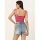 thumbnail image 4 of Top sin mangas de verano sin mangas con tirantes finos y tirantes finos con lazo a rayas arcoíris para mujer Rosa Rojo M, 4 of 5