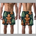thumbnail image 3 of luoweisi Men's Beach Shorts Quick Dry Swim Trunks with Mesh Lining Christmas Gingerbread Man 2XL, 3 of 5
