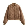 thumbnail image 2 of Jinhomg Women's 2024 Winter Puffer Coat Dressy Casual Solid Full-Zip Jacket Thermal Comfy Long Sleeve Outwear for Fall and Winter Todays Daily Deals Khaki XL, 2 of 4