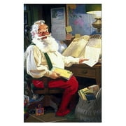 Tom Newsome Santa at Desk with Mail Christmas Card