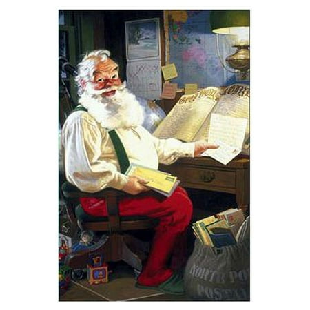 Tom Newsome Santa at Desk with Mail Christmas Card