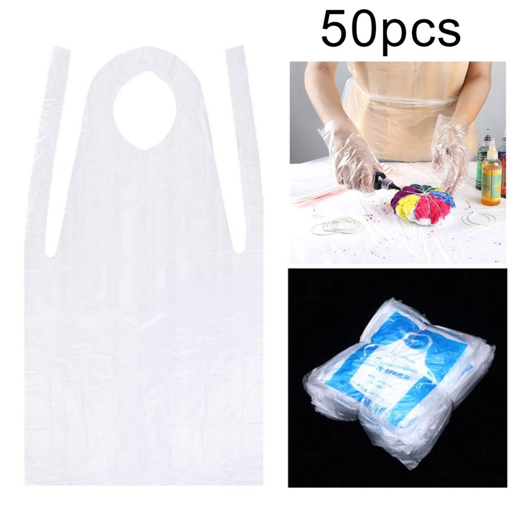 Bluelans 50Pcs Adult Children Disposable Waterproof Transparent Painting Cooking Apron