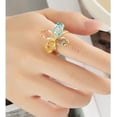 thumbnail image 2 of Crystal Flower Statement Ring for Women Multi-Color CZ Stones Bohemian Floral Ring Promise Engagement Rings Wedding Band Adjustable Fashion Jewelry, 2 of 8