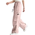 thumbnail image 7 of ITSAME Girls Cargo Pants, Stretchy Waist Cotton Loose Fit Kids Full Length Pants with Multi-Pocket Pink Size 11-12, 7 of 7