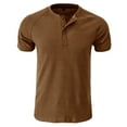 thumbnail image 2 of DDAPJ pyju Mens 3 Button T-shirts Comfy Waffle Henley Shirt Short Sleeve Collarless Shirts Solid Color Casual Workout Tee Tops Summer Basic T-shirt Khaki M, 2 of 4