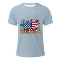 thumbnail image 6 of Mens Shirts Short Sleeved Round Neck Independence Day Printed Blouses Light Blue M, 6 of 6