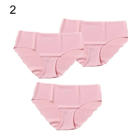 

Qingsaizhen Briefs 3Pcs Women Sexy Solid Color Low Waist Seamless Silk Briefs Elastic Underpants