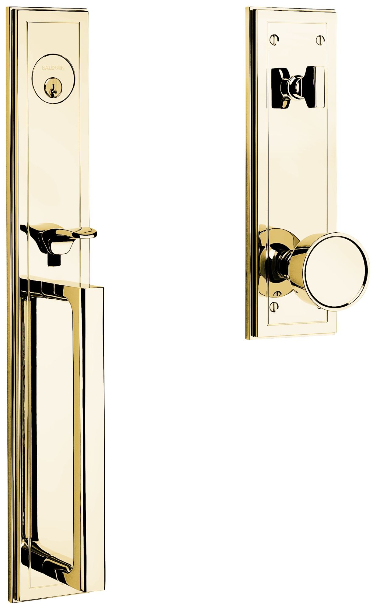 Baldwin Tremont Full Plate Handleset - Single Cylinder Keyed Entry Door Lock With Emergency Egress, Satin Black