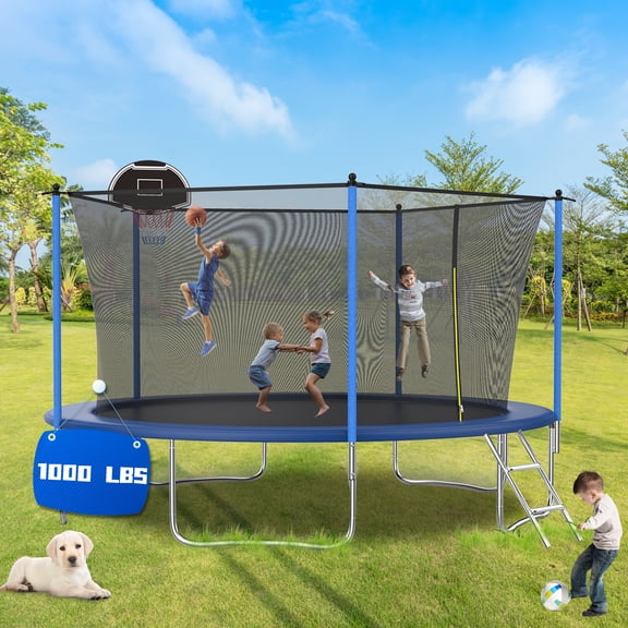Shengchao Trade 1600LBS 14FT Trampoline for Adults and Kids,Trampoline with Enclosure,Recreational Trampoline with Ladder, Heavy Duty Trampoline Capacity for 4-6 Kids