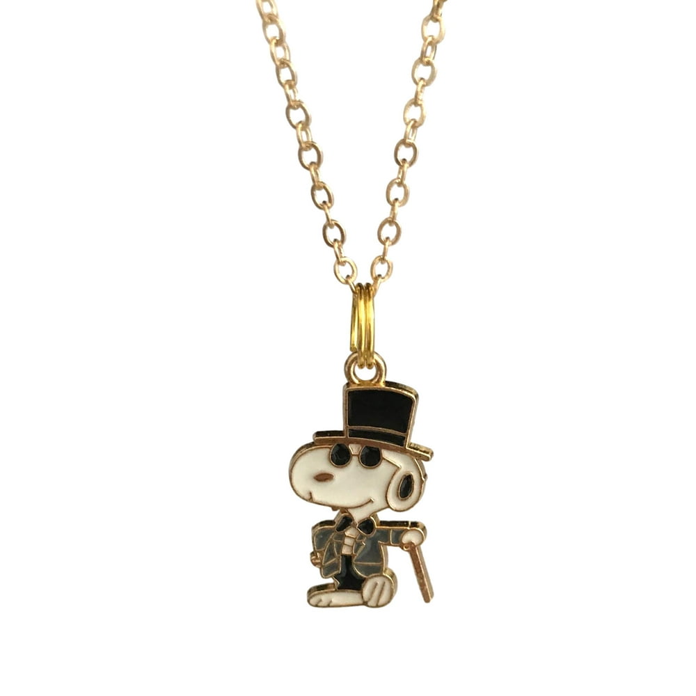 Peanuts Snoopy Top Hat Necklace Peanuts Cartoon Charm Enamel Metal