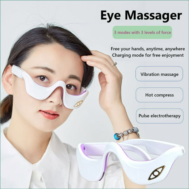 Fiudx Masajeador Ocular Vibratorio, Dispositivo de Relajación con Terapia Infrarroja, Herramienta para Reducir Ojeras, Potenciador de La Circulación Ocular, Rutina Diaria de Cuidado de La Piel, Ideal