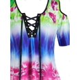 thumbnail image 3 of Tallo de talla grande tinte lace-up hombro abierto camiseta larga Rosegal Camisetas tallas grandes, 3 of 5