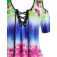 thumbnail image 3 of Tallo de talla grande tinte lace-up hombro abierto camiseta larga Rosegal Camisetas tallas grandes, 3 of 5