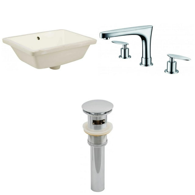 18.25-in. W CUPC Rectangle Bathroom Undermount Sink Set In Biscuit - Chrome Hardware - Overflow Drain Incl. AI-12997