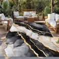 thumbnail image 3 of Outdoor Rug 5x8 ft Black and Gold Marble Texture Waterproof Outdoor Patio Rug Mat Non Slip Outside Area Rugs Carpet for RV,Camping,Porch,Deck,Pool,Balconybackyard,Abstract Lines, 3 of 9