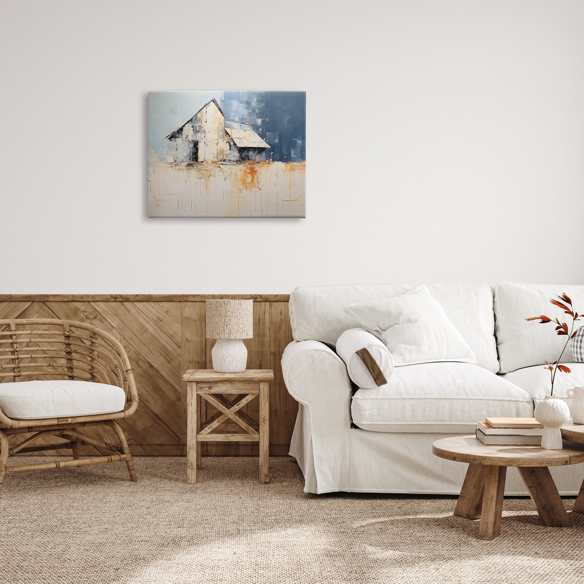 Stupell Industries Barn Painting Abstraction Abstract Painting Gallery Wrapped Canvas Art Print Wall Art, 30 x 24