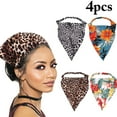 thumbnail image 2 of 4PCS Women Elastic Hair Kerchief Leopard Triangle Head Scarf Floral Head Wrap, 2 of 10