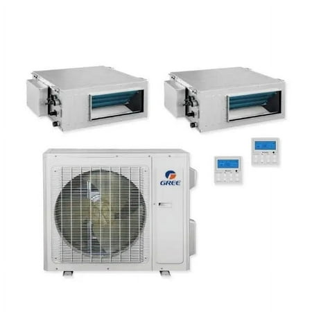 GREE Multi Gen2 Series 24,000 BTU 2-Zone Concealed Duct 18K+18K Ductless Mini-Split System