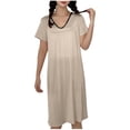 thumbnail image 6 of HomeGardon Nightgowns for Women,Women's Sleepwear,Women's V Neck Solid Color with Chest Cushion Loose and Comfortable Plus Size Home Skirt,M-XXL, 6 of 7