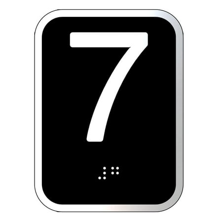 

Elevator floor number 7 sign- Elevator Jamb Plate 7 ( 3x4 cast Iron Black Double sided tape) -ref17222
