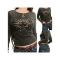 thumbnail image 5 of Seyurigaoka 2000s Aesthetic Grunge Cropped Tops for Women Sun Print Long Sleeve T-Shirts Fairy Graphic Vintage Clothes 90s Tees Shirts Streetwear, 5 of 6