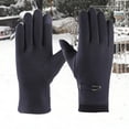 thumbnail image 1 of Blue Gloves Mittens Winter Men's Rabbit Fleece Plus Fleece Thickened Outdoor Riding Wind and Cold Three Line Screen Gloves, 1 of 2