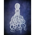 thumbnail image 2 of Fab Funky 20x24 Gold Ornate Wood Framed with Double Matting Museum Art Print Titled - Octopus, Twisted White on Blue, 2 of 4