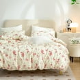 thumbnail image 2 of Funda nórdica, 100% microfibra cepillada 3 piezas Reina Floral Juegos de cama, Rojo, 2 of 9
