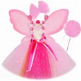 thumbnail image 3 of Disfraz de hada rosa para niñas, vestido de tutú con purpurina para fiesta de cumpleaños con alas de mariposa, vestido de princesa de hadas con flores de tul para niños, 3 of 5