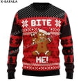 thumbnail image 4 of Suéteres de punto feos de Navidad con forma de hombre de jengibre, muérdeme, para Halloween, regalo de Navidad, para parejas, fiestas, unisex, informales, 1, 4 of 5