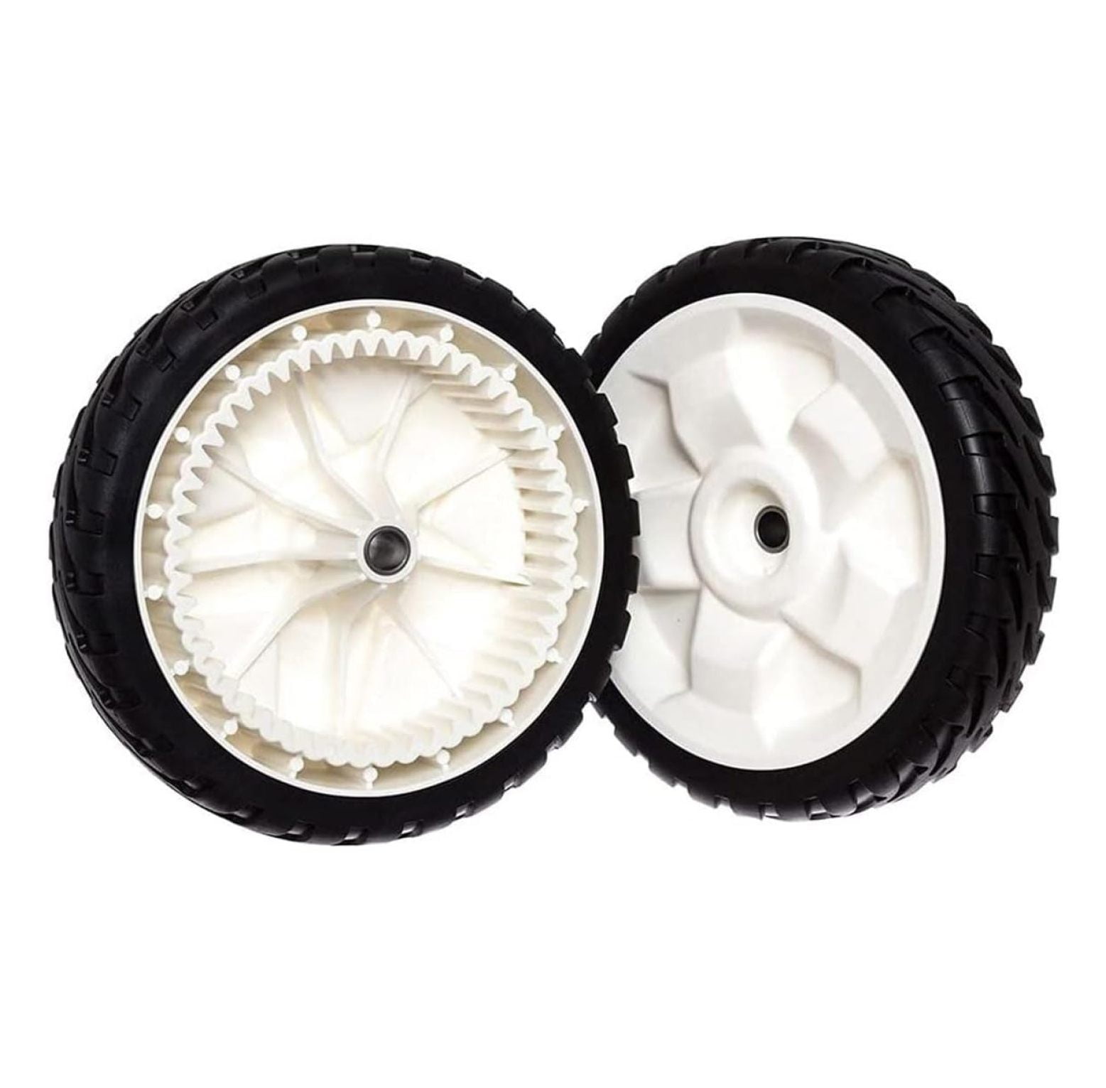 Genuine 2-Pack of 137-4832 (Replaces 119-) Front Drive Wheels for FWD 22in Recycler Lawn Mowers 20339 20377 20378 20379 20959 21378 21761, Black and White