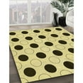 thumbnail image 3 of Ahgly Company Machine Washable Indoor Round Transitional Mustard Yellow Area Rugs, 7' Round, 3 of 7