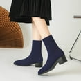 thumbnail image 2 of Lovzfmll Boots for Women, Chunky Low Heel Ankle Boots, Pointed Toe Stretchy Knitting Sock Booties, Casual Warm Fall Winter Shoes, 8.5, Navy, 2 of 6