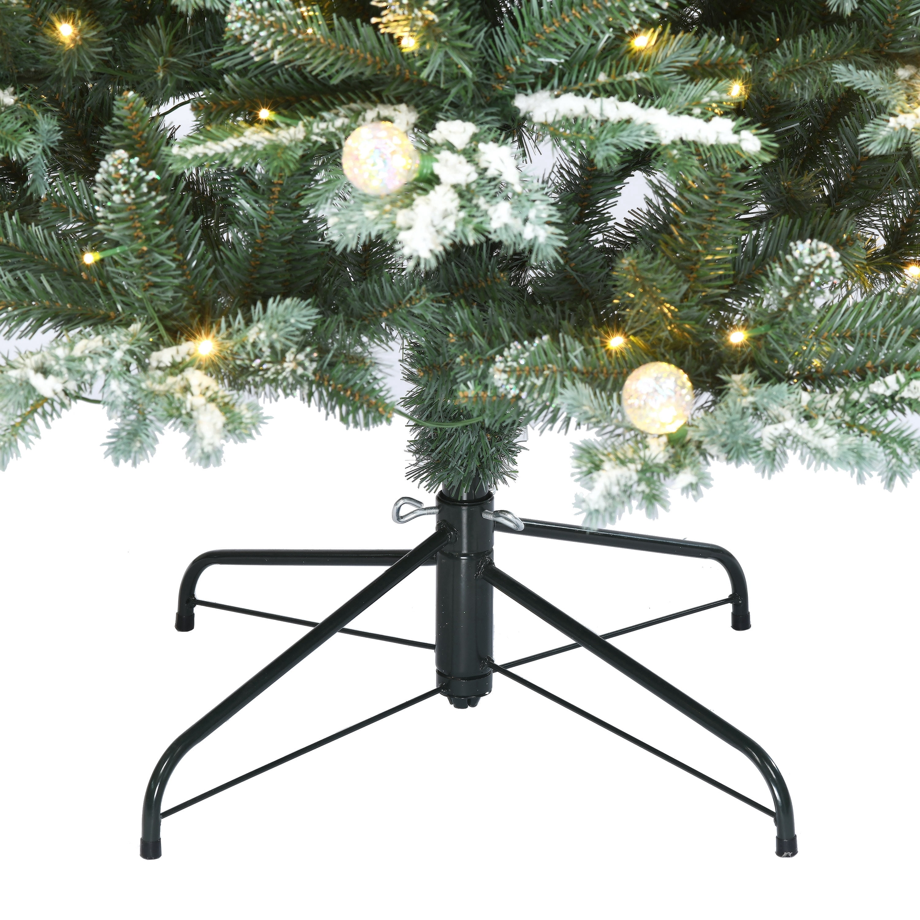 7.5' Pre-Lit Snow-Flocked Warner Green Artificial Christmas Tree with 450 Warm White LED Lights and Stand, by Holiday Time