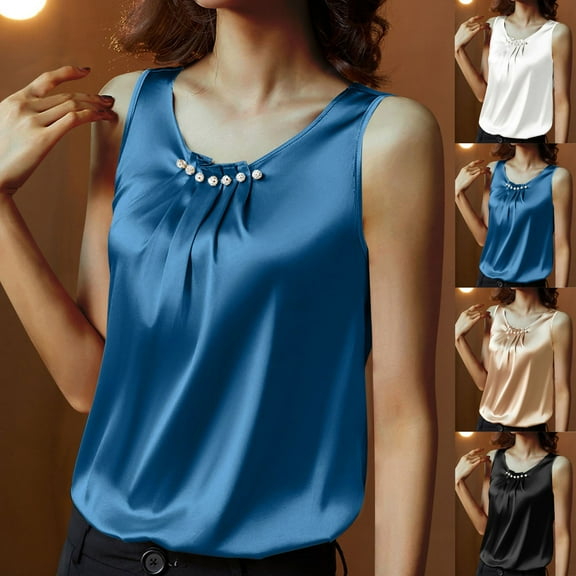 Tank Tops for Women Plus Size Summmer Sleeveless Tops Shirt Women's Summer Casual And Fashionable Solid Round Neck Sleeveless Top Sleeveless Tops for Women M-4XL