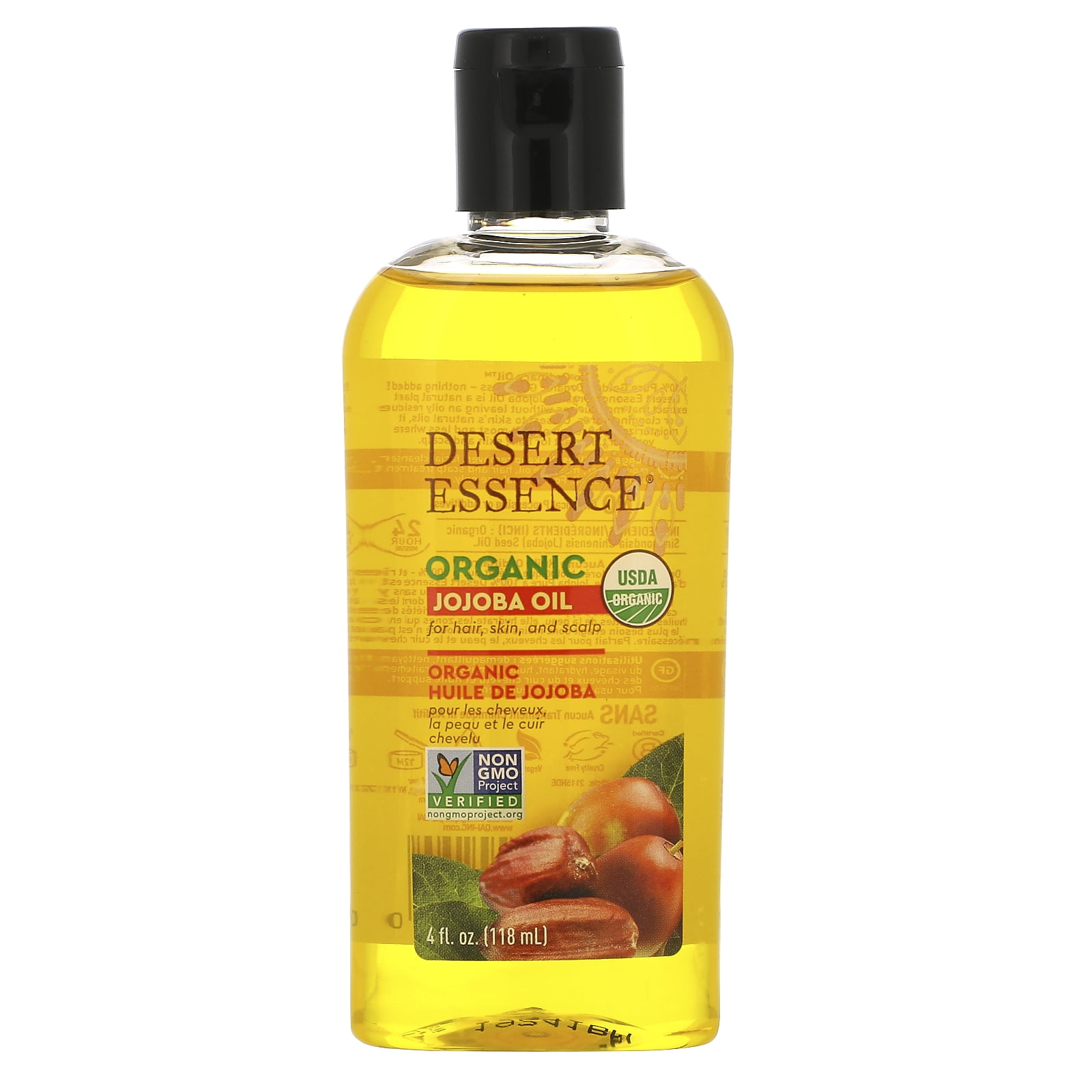 Desert Essence Organic Jojoba Oil, 4 Ounce Bottle
