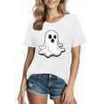 thumbnail image 3 of lcziwo Womens Fall Shirt Crew Neck Funny Ghost Graphic Tees Halloween Short Sleeve Going Out Tops, White, L, 3 of 6